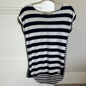 The Limited Navy and White Striped Cap Sleeve Tee